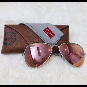 Ray-Ban Matte Silver & Pink Aviator Sunglasses